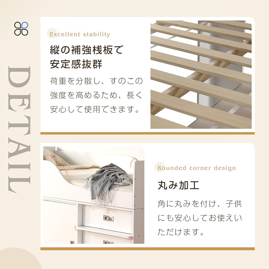 Amazon.co.jp: システムベッド ロフトベッド 階段付き 省